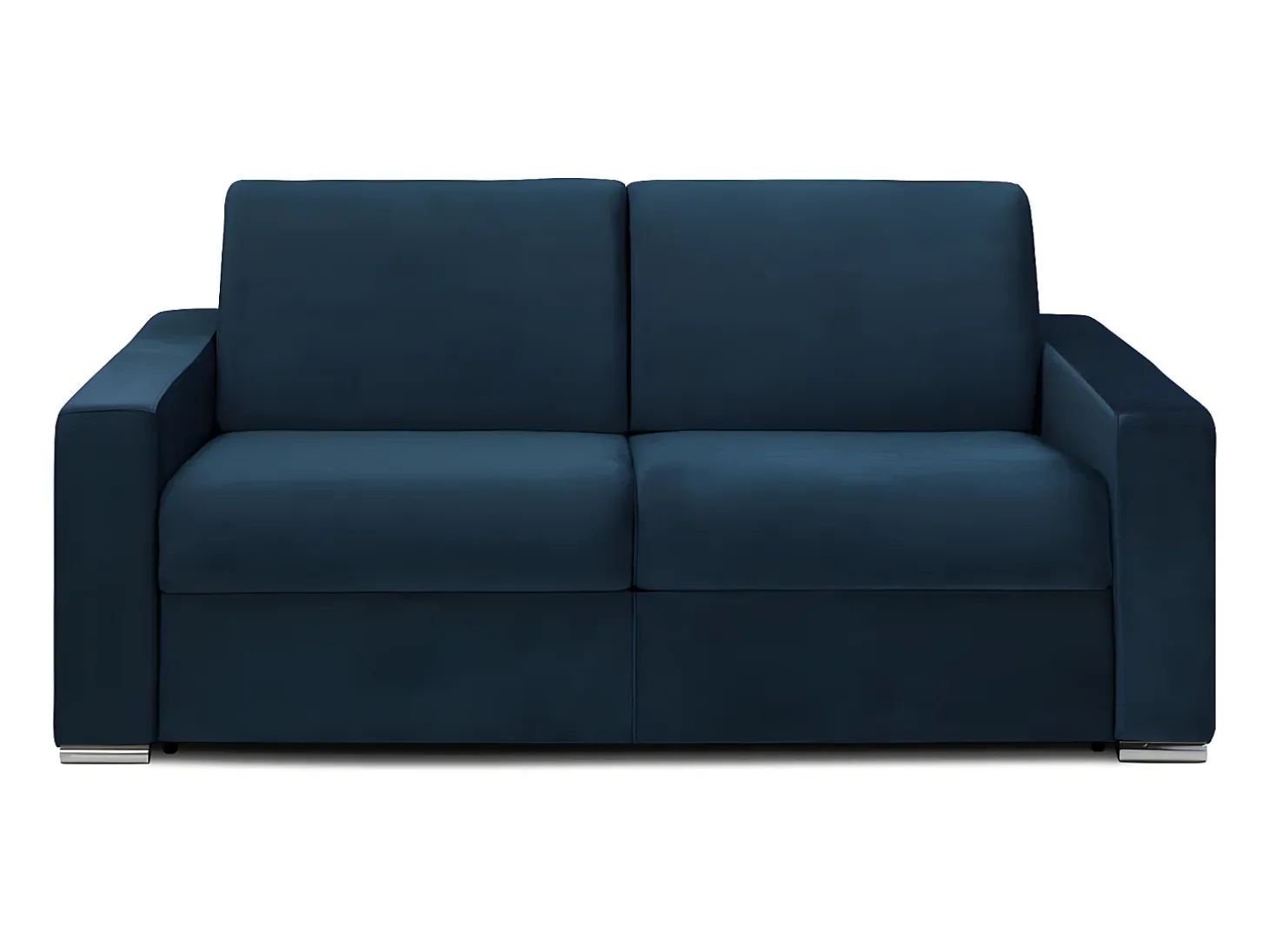 Sofá 3 lugares convertível de abertura rápida em veludo azul - Colchão de 16 cm - CALITO