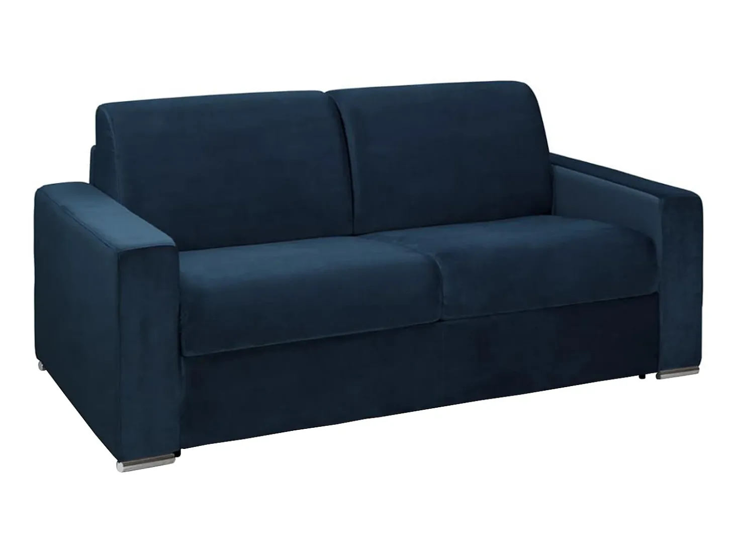 Sofá 3 lugares convertível de abertura rápida em veludo azul - Colchão de 16 cm - CALITO