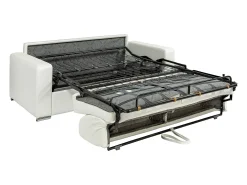 Sofá 4 lugares convertível de abertura rápida em pele sintética branco com colchão de 14 cm - CALITO