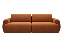 Sofá 4 lugares convertível deslizante em tecido chenille terracotta MONELIA