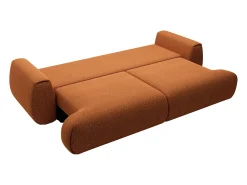 Sofá 4 lugares convertível deslizante em tecido chenille terracotta MONELIA