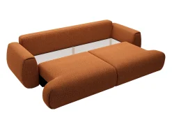 Sofá 4 lugares convertível deslizante em tecido chenille terracotta MONELIA