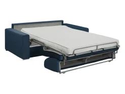 Sofá 4 lugares convertível de abertura rápida em veludo azul - Colchão de 14 cm - CALITO