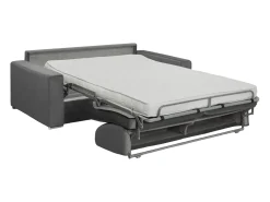 Sofá 4 lugares convertível de abertura rápida em veludo antracite + colchão 14 cm - CALITO