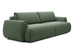 Sofá 4 lugares convertível deslizante em tecido chenille verde pinheiro MONELIA