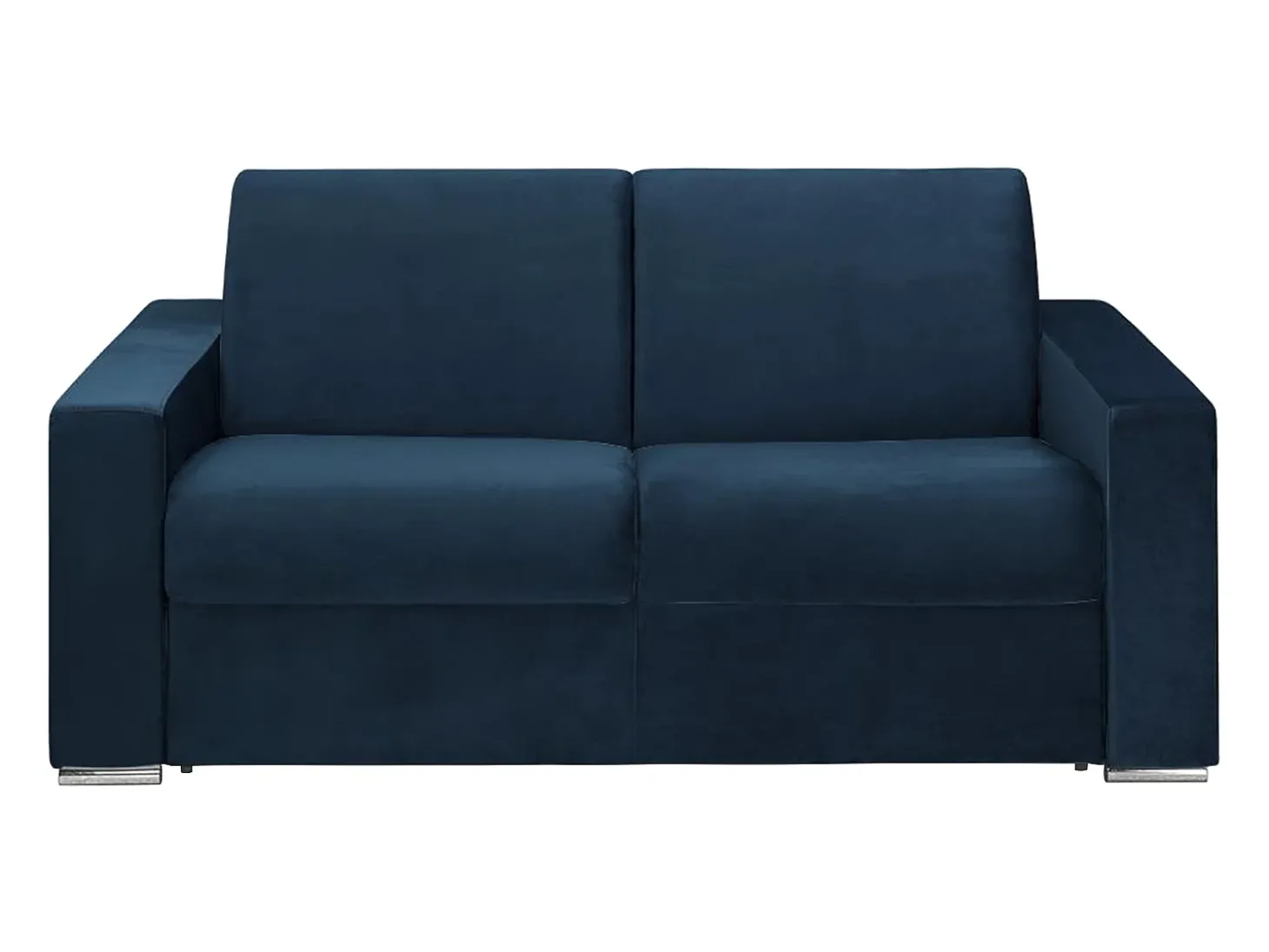 Sofá 2 lugares convertível de abertura rápida em veludo azul - Colchão de 18 cm - CALITO