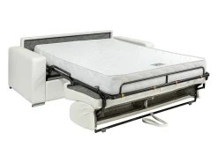 Sofá 4 lugares convertível de abertura rápida em pele sintética branco com colchão de 16 cm - CALITO