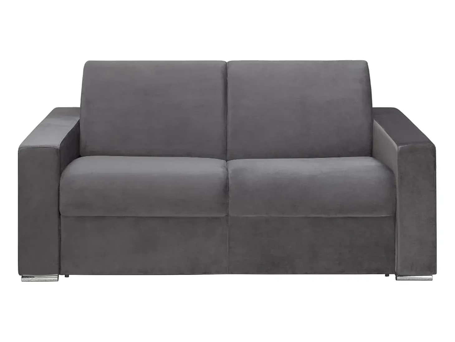 Sofá 2 lugares convertível de abertura rápida em veludo antracite + colchão 16 cm - CALITO
