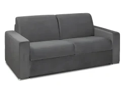 Sofá 2 lugares convertível de abertura rápida em veludo antracite + colchão 16 cm - CALITO