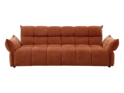 Sofá 3 lugares convertível tipo clic-clac em tecido chenille terracota HAKEMO