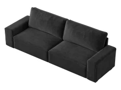 Sofá 3 lugares em chenille preto - com grandes braços - assento profundo 55cm - 220 x 83 x 88 cm