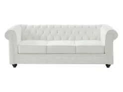 Sofá 3 lugares em pele de búfalo branco icónico CHESTERFIELD