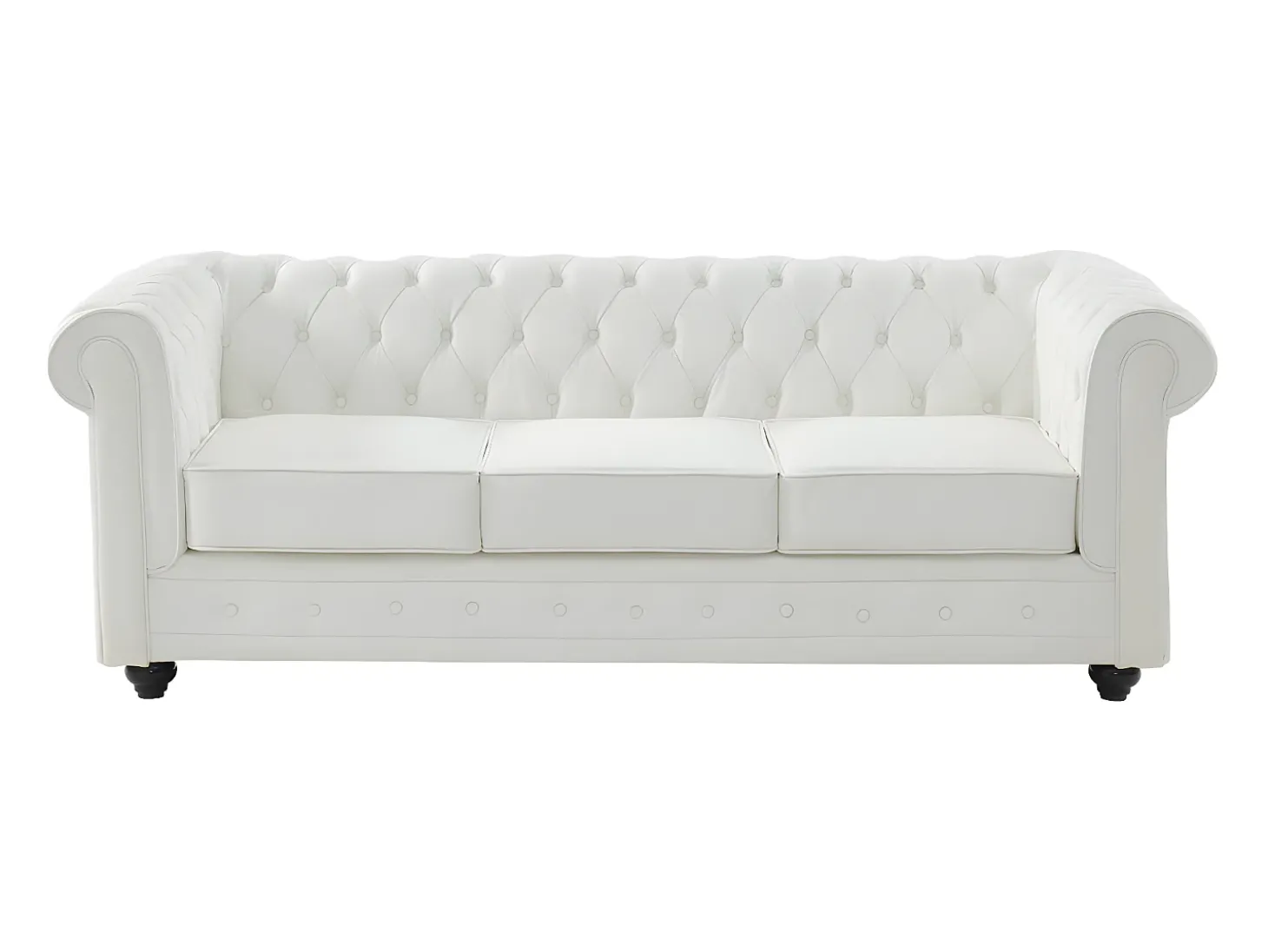 Sofá 3 lugares em pele de búfalo branco icónico CHESTERFIELD