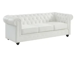 Sofá 3 lugares em pele de búfalo branco icónico CHESTERFIELD