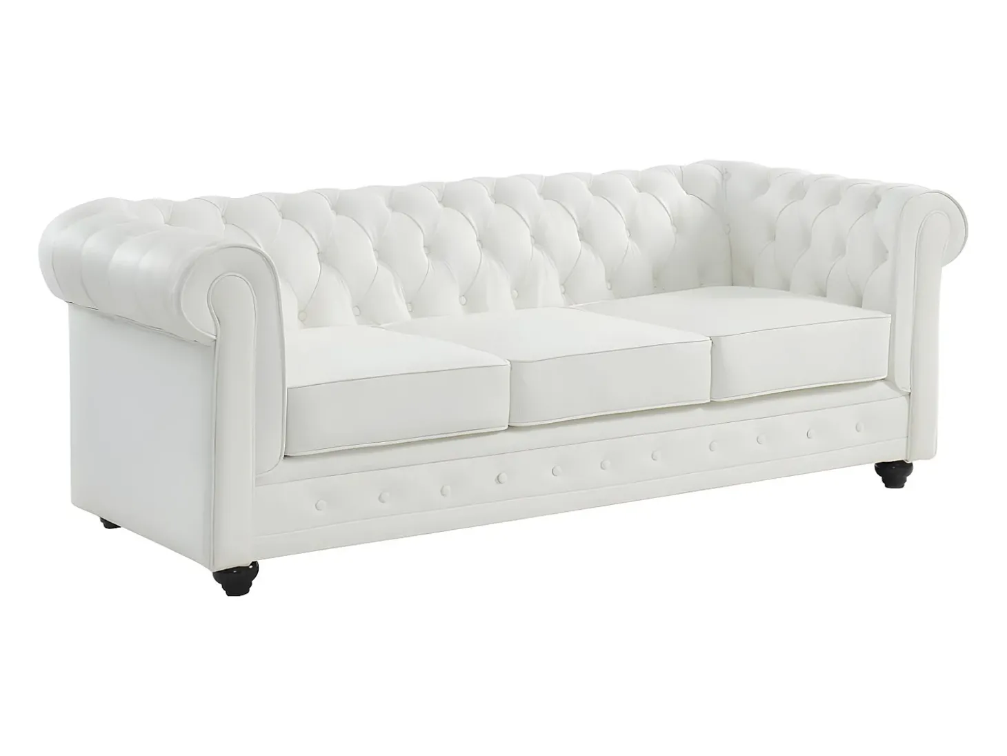 Sofá 3 lugares em pele de búfalo branco icónico CHESTERFIELD