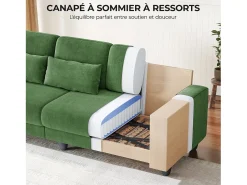 Sofá 3 lugares em tecido chenille verde - com 3 almofadas - capa removível lavável - 220x81x88cm