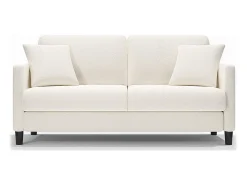 Sofá 2 lugares em Tecido de veludo teddy com 2 Travesseiros - Bege - 148 x 89 x 79cm
