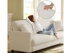 Sofá 2 lugares em Tecido de veludo teddy com 2 Travesseiros - Bege - 148 x 89 x 79cm