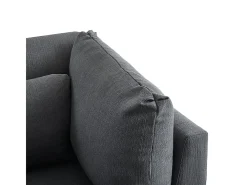Sofá 3 lugares em tecido de linho, com puff, 3 almofadas lombares e 2 almofadas, 220x83x81cm, Cinza