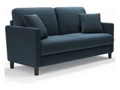 Sofá 2 lugares em tecido veludo teddy com 2 almofadas - Azul - 148 x 89 x 79 cm