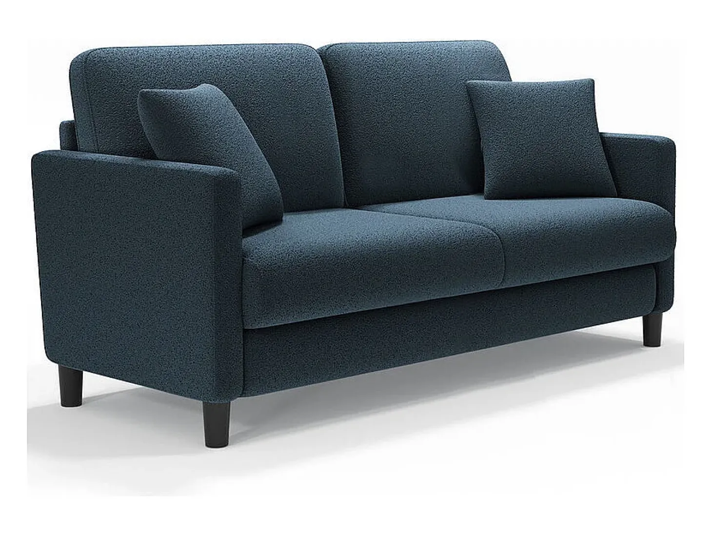 Sofá 2 lugares em tecido veludo teddy com 2 almofadas - Azul - 148 x 89 x 79 cm