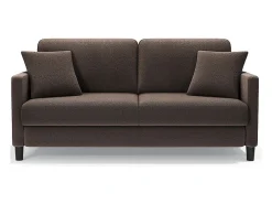 Sofá 2 lugares em tecido veludo teddy com 2 almofadas - Marrom - 148 x 89 x 79 cm