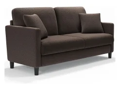 Sofá 2 lugares em tecido veludo teddy com 2 almofadas - Marrom - 148 x 89 x 79 cm