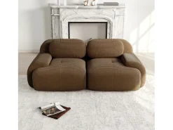 Sofá 2 lugares modular em Veludo cotelê - com 2 almofadas - 208x103x70cm - Marrom