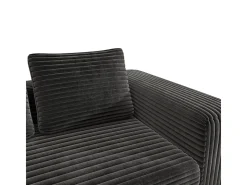 Sofá 2 Lugares, Veludo canelado preto, 65cm prof. assento, 2 almofadas, 160x88x58cm
