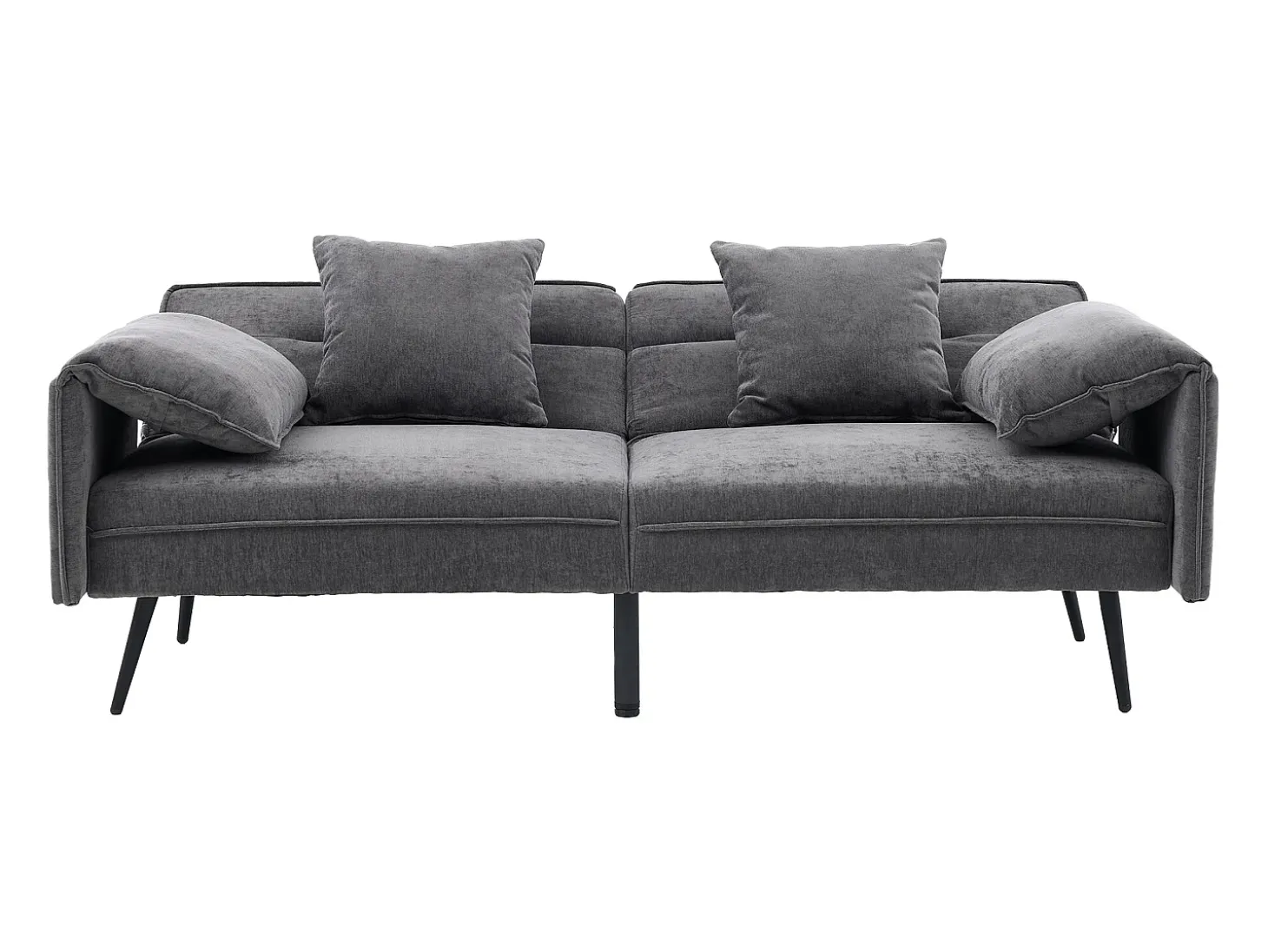 Sofá 2 lugares 167.5x73x70 cm - encosto inclinável três posições (100°–180°) - almofadas de assento macias - cinza