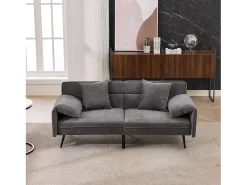 Sofá 2 lugares 167.5x73x70 cm - encosto inclinável três posições (100°–180°) - almofadas de assento macias - cinza