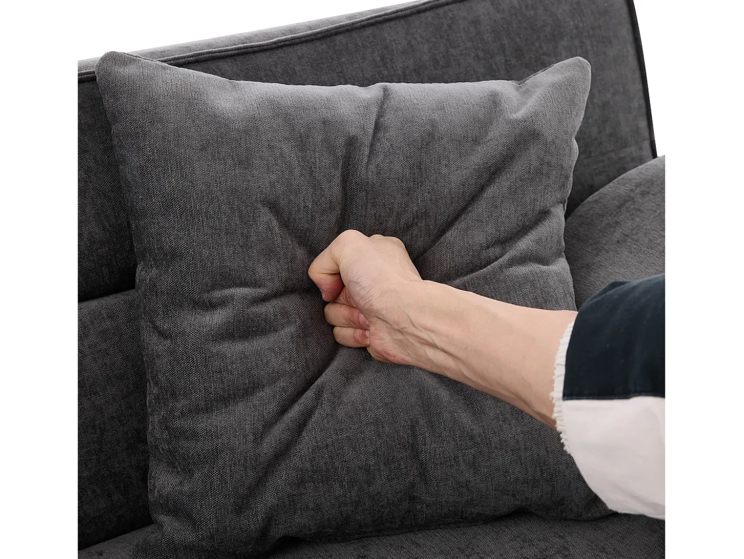 Sofá 2 lugares 167.5x73x70 cm - encosto inclinável três posições (100°–180°) - almofadas de assento macias - cinza