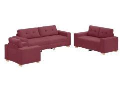 Sofá 3 pcs Vermelho Ventoso 221 x 80 x 80 cm
