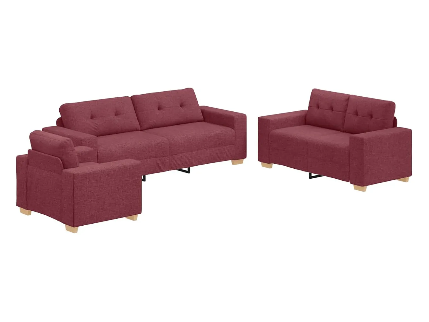 Sofá 3 pcs Vermelho Ventoso 221 x 80 x 80 cm