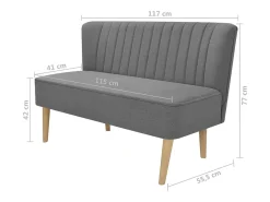 Sofá 117 x 55,5 x 77 cm em tecido cinza claro 02_0019481