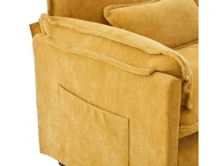 Sofá amarelo com bolsos laterais e apoio para os pés - Chenille - para sala de estar e quarto