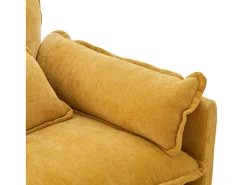 Sofá amarelo com bolsos laterais e apoio para os pés - Chenille - para sala de estar e quarto
