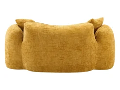 Sofá amarelo de 2 lugares - Sofá reto com 2 almofadas e braços - chenille