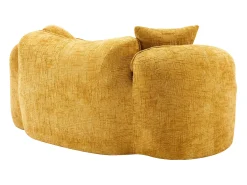 Sofá amarelo de 2 lugares - Sofá reto com 2 almofadas e braços - chenille