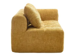 Sofá amarelo de 2 lugares - Sofá reto com almofadas e compartimentos de arrumação - chenille - padrão neve