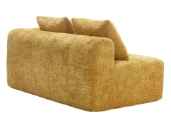 Sofá amarelo de 2 lugares - Sofá reto com almofadas e compartimentos de arrumação - chenille - padrão neve