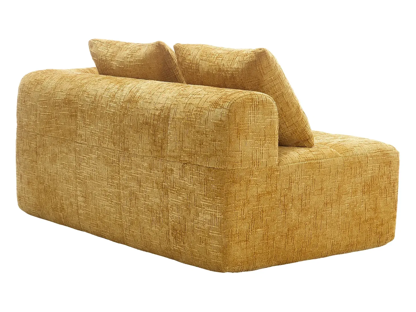 Sofá amarelo de 2 lugares - Sofá reto com almofadas e compartimentos de arrumação - chenille - padrão neve