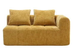 Sofá amarelo de 2 lugares - Sofá reto com almofadas e compartimentos de arrumação - chenille - padrão neve