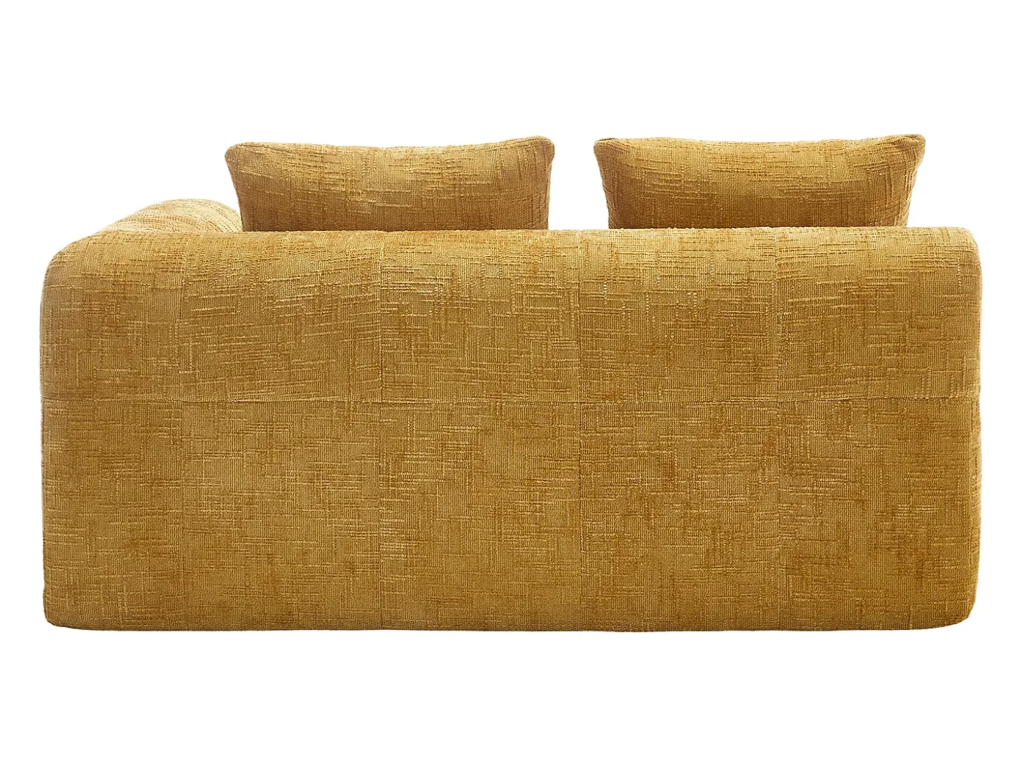 Sofá amarelo de 2 lugares - Sofá reto com almofadas e compartimentos de arrumação - chenille - padrão neve