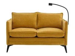Sofá amarelo de 2 lugares - com compartimentos laterais para arrumação e suporte para telemóvel - chenille - para sala de estar e quarto