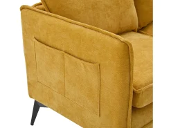 Sofá amarelo de 2 lugares - com compartimentos laterais para arrumação e suporte para telemóvel - chenille - para sala de estar e quarto