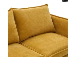 Sofá amarelo de 2 lugares - com compartimentos laterais para arrumação e suporte para telemóvel - chenille - para sala de estar e quarto