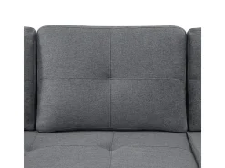 Sofá angular conversível em veludo - 3 lugares - com armazenamento, porta-copos de aço inoxidável - 205x139x87cm - Cinza