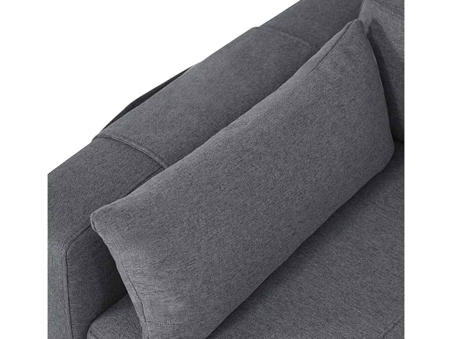 Sofá angular conversível em veludo - 3 lugares - com armazenamento, porta-copos de aço inoxidável - 205x139x87cm - Cinza