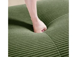 Sofá angular modular 2 lugares - de Veludo cotelê - com 2 almofadas e puff - ergonómico - 208x178x75cm - Verde